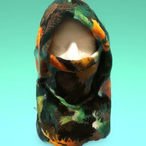 Fall Animal Silhouettes Fleece Hood for motorcycling moves with head movements